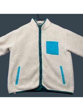 LEGO Cream Sherpa Fleece Jacket Size Large Recycled Full-Zip Unisex Outerwear